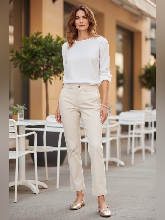 J. Crew Pants - J. Crew Women's  High Rise Girlfriend Straight Leg Khaki